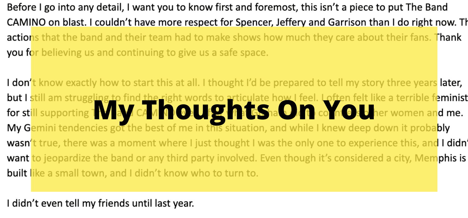 Note from the editor: Samantha first told me about the unsolicited photos from The Band Camino member Graham Rowell years ago; at the time, I told her it was her story to tell, but I would never cover the band on The New Nine, and we haven’t until now. We have nothing but respect for how The Band